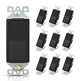 ELEGRP Interruptor de luz decorativo negro mate de 15 A, calidad residencial/comercial
