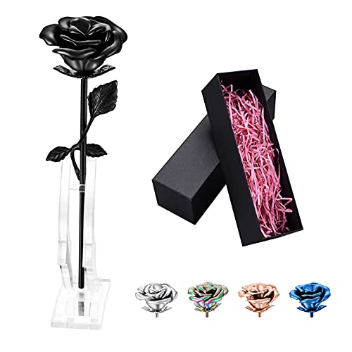 abooxiu Rose Flower Keepsake Urn for Ashes Sympathy Gift Small Stainless Steel Urn Mini Cremation Urn Keepsake Rose for Sharing Human Ashes-Black
