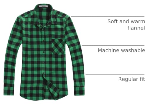 Image of OCHENTA Men's & Boys' Long Sleeve Button Down Plaid Flannel Shirt