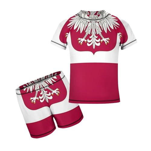 Polish FlagChildren's Casual Swimsuit Set - Simple and Versatile8-10Y（130cm）