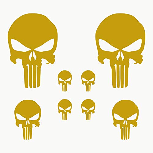 Autodomy Autocollants Tête de Mort Crâne Fondu 8 Unités | Stickers Punisher pour la Voiture ou...
