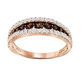 BRANDY DIAMONDORABLES♥ 18K Rose Gold Silver Chocolate Brown Stunning Eternity Ring 2.5 Ctw.