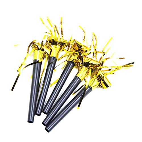 HONITANO 20 Piezas Silbatos con Flecos Dorados Juguetes Ruidosos para Fiestas Infantiles Accesorios Divertidos para Cumpleaños Deportivos