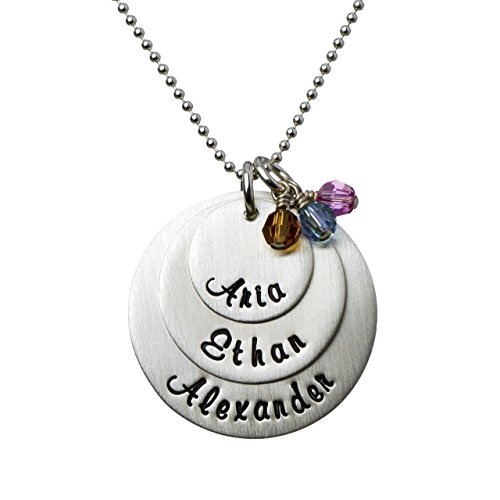 Argent Sterling mat : collier personnalisé avec 3 pierres de naissance par QYYZTQY
