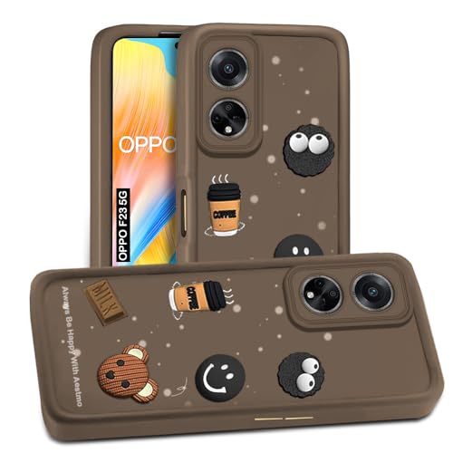 Image of AESTMO Back Case Cover for Oppo F23 5G Cover | Cute Fun Cartoon 3D Ball | Coffee Silicone Case | Full Body Protection | Camera Protection Back Cover for Oppo F23 5G (Brown)