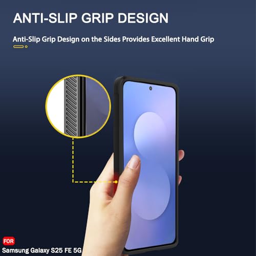 Image of TheGiftKart Liquid Silicon Back Cover Case for Samsung Galaxy S25 FE 5G | Shockproof Military Grade Protection | Micro-Fibre Cloth On Inner Side | Built-in Anti-Slip Grip Back Cover Case (TPU, Black)