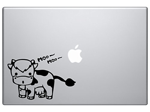 Cow Moo Cartoon Die Cut Vinyl Decal Decorative Sticker for Car Truck Laptop Bike Helmet Small Appliances Music Instruments Motorcycle (Black, 5.5