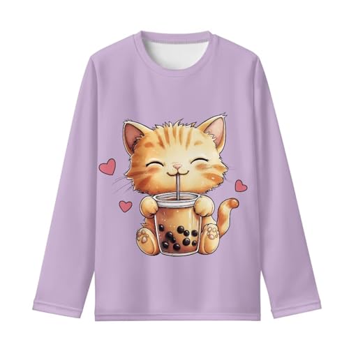 Image of Girls Long Sleeve Shirts Casual Crewneck Soft T-shirts for Girls 3-16 Years Old