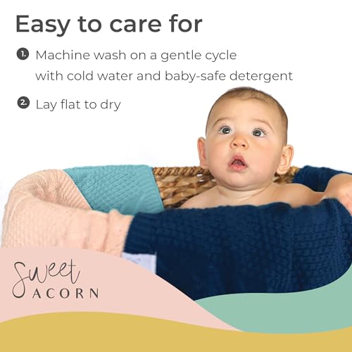 Image of Knit Baby Blanket in Cable Pattern, Organic Cotton Blankets for Crib or Stroller, Receiving Blankets - Ocean Teal