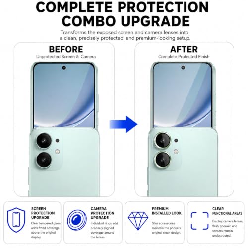 Image of FIRST MART Tempered Glass for Redmi Turbo 5 5G with Green Camera Ring Guard & Installation Kit | HD Clear Edge-to-Edge Screen Protector, Scratch Resistant, Case-Friendly | Pack of 1