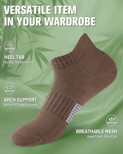 Image of Niorasen Ankle Socks for Women, 6 Pairs Breathable Bamboo Viscose Low Cut Thin Socks,Moisture Wicking Casual Sports Running