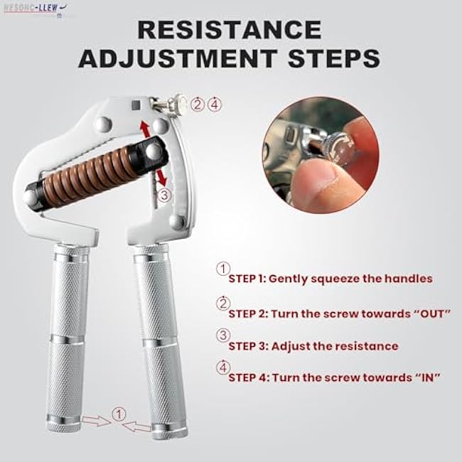 Adjustable Grip Strength Trainer: Premium 304 Stainless Steel Structure, Aerospace Grade Aluminum Alloy Handle, Grip Strength Adjustable Range 55-264 lbs