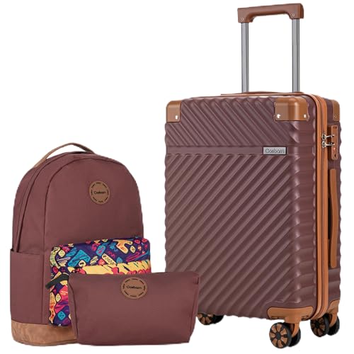 Image of Cosbarn Carry On Luggage 22x14x9 Airline Approved,3 Piece Luggage Set | Lightweight ABS Hardside Luggage,20Inch Carry On Suitcase,Suitcases with Wheels,TSA-Approved LocK,With Matching Backpack