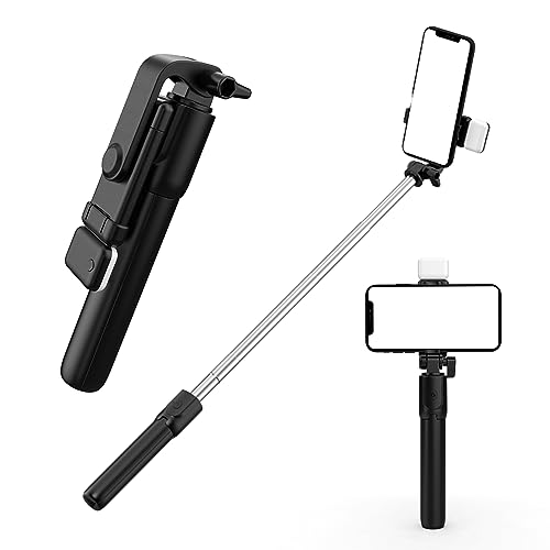 Image of Like Star R1s Selfie Stick, Remote, and Selfie Light, 3-in-1 Multifunctional Selfie Stick, Tripod Stand, Mobile Stand, R1s Bluetooth Selfie Sticks, Compatible with All Phones