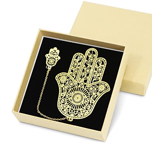 Hamsa & Evil Eye Metal Bookmark, Bookmarks For Women, Birthday Gifts Teachers & Mothers Valentine's Day Teacher Appreciation Gifts, Cute Book Marks With Chain For Men/Kids/Friend/Mom/Girls/Book Lovers #TOP24