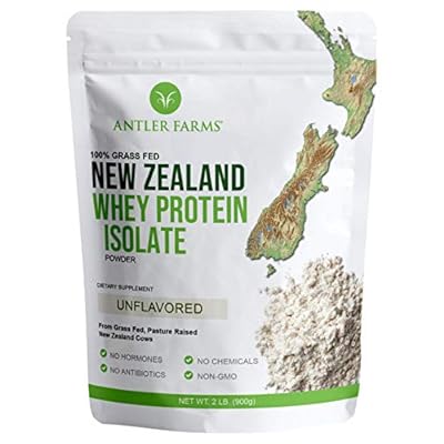 Antler Farms - 100% Grass Fed New Zealand Whey Protein Isolate, Unflavored, 2 lbs - Pure and Clean, 2 Ingredients, Delicious, Cold Processed