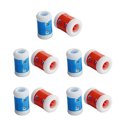 10 Pieces Plastic Knitting Counter Line Counter Marker Row Counter Stitch Counter Stitch Marker Counter Knitting Crochet Stitch Marker, 5 Large Size and 5 Small Size(Blue, Red)