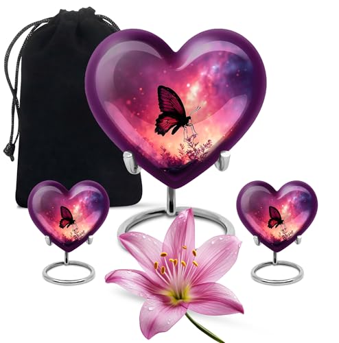 Image of Butterfly Urn - Large Cremation Urn for Human Ashes Adult Male & Female - Mini Keepsake Burial Urns - Combo of 8 Inch & 3 Inch