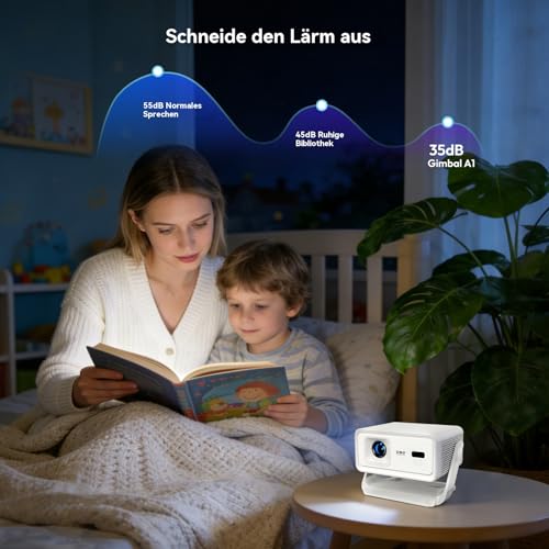 Xgody A1 Smart Beamer Heimkino Projector, Unterstützt 4K 1080P Projektor mit WiFi 6 und Bluetooth 5.4, Autofokus & Auto Trapezkorrektur, 180°Drehung Kompatibel mit HDMI/Laptop/Android/iPhone