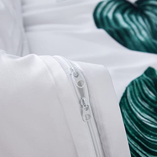 Lamejor Duvet Cover Set White Queen Size Green Palm Leaves Soft Bedding Set Comforter Cover #TOP5