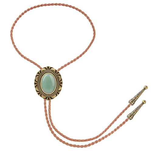 Image of Jeilwiy Bolo Tie for Men Western Cowboy Tie Necklace Gold Bolo Tie Leather Necktie Halloween Tie Accessories for Women