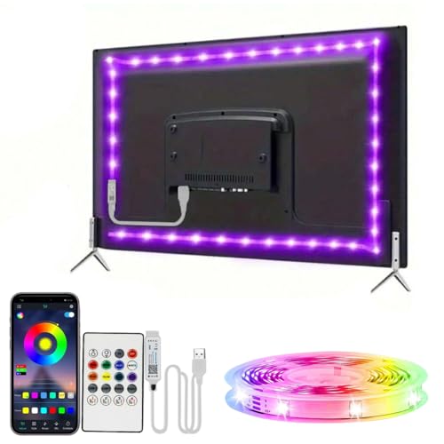 LED TV Hintergrundbeleuchtung 1M für 32-50 Zoll TV, USB Led Strip mit Musik Sync, RGB TV Backlight Bluetooth APP&Fernsteuerung, Led Fernseher Beleuchtung für Deko