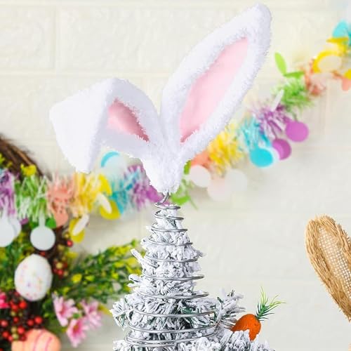 Orejas de conejo de felpa para árbol de primavera y adornos de Pascua 4