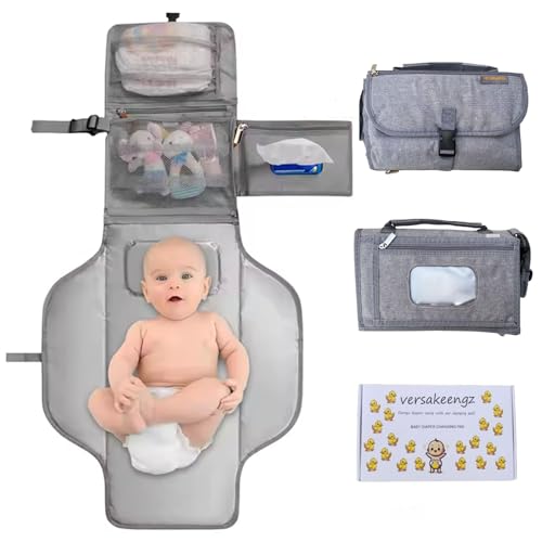 VERSAKEENGZ Cambiador Bebe Portatil - Cambiador Bebe Impermeable, Acolchado y Fácil de Limpiar, Compacto y Resistente, Regalo Recien Nacido