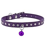LUX ACCESSORIES Purple and Crystal Rhinestone Bell Pet Cat Dog Collar Necklace