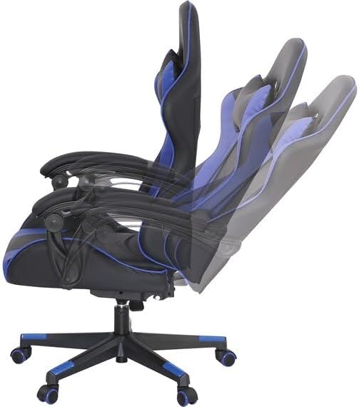 Angled view showing recline stages of NITORI Gaming Chair GM706