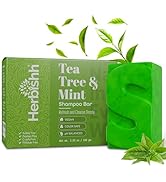 Herbishh Tea Tree &amp; Mint Shampoo Bar – Tea Tree Oil Soap for Oily Hair &amp; Deep Cleanse – Travel Si...