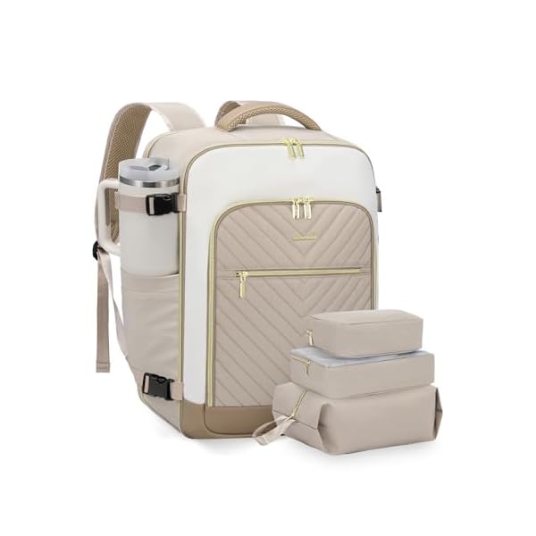 LOVEVOOK Large Travel Backpack for Women, TSA Carry on Backpack for Airplanes, 40L Personal Item Travel Bag for Women fits 17" Laptop,Waterproof Carry on Bag Airplane Approved with 3 Packing Cubes