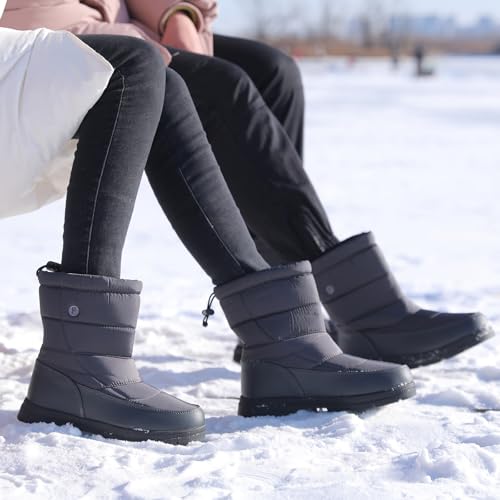 BARFULKER Winterstiefel Herren Damen Wasserdicht Winterschuhe Warm Gefüttert Schneestiefel Leicht Wanderschuhe Trekkingschuhe Rutschfest Stiefel,Grau 43 EU