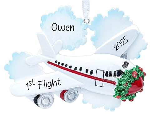 UniqXmas Personalized Jetliner Christmas Ornament 2025 | Airplane - Plane Ornament for Xmas Tree | Unique Gift for First Flight Cabin Crew Pilot Hostess - Custom Name & Year