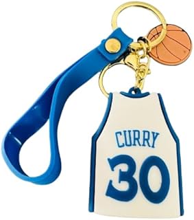 Generico Camiseta llavero compatible con NBA 30 Warriors Color Blanco y Azul Sport Baloncesto Gadget Accesorios Mochila Idea Regalo Hombre Mujer Niño Colgante Creativo 3D, Color blanco., Talla única