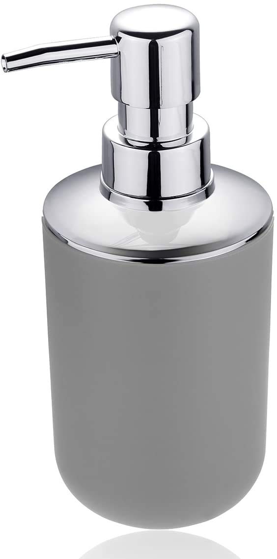 6 Pcs Plastic Bathroom Accessory Set Luxury Bath Accessories Bath Set Lotion Bottles, Toothbrush Holder, Tooth Mug, Soap Dish, Toilet Brush, Trash Can, Rubbish Bin (Grey)