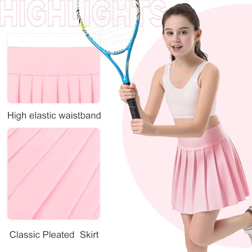 Image of Bezioner Girls Tennis Skirt A-Line Pleated Skirt with Shorts Pocket Uniform Skort for Golf Athletic Cheerleading