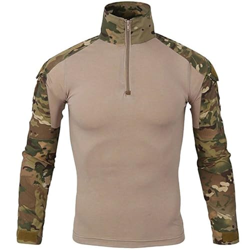 PBTMCD Camisa Militar Táctica De Manga Larga For Hombre, con Cremallera 1/4, Múltiples Bolsillos, Codos Reforzados, Resistente Al Agua For Caza(16#,XL)
