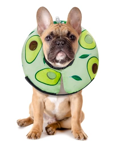 Image of MIDOG Inflatable Dog Cone Alternative for After Surgery - Soft Protective Donut Collar Prevents Licking, Comfortable Recovery E-Collar Alternative for Small Medium Large Dogs (Avocado,M)