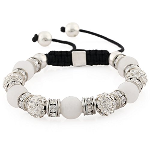 Preisvergleich Produktbild Morella® Damen Armband Schmucksteine und Zirkonia Strass verstellbar Silber - weiß