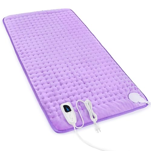 Image of Heating Pad,Electric Heating Pads,Heating Pad for Back,Lavender,33x17 Inch | Heating Pads for Shoulder,Neck,Abdomen,Knee,Arms,Legs,Heat Pad for Birthday Father Mother Gift Women Men,6 Heat Settings