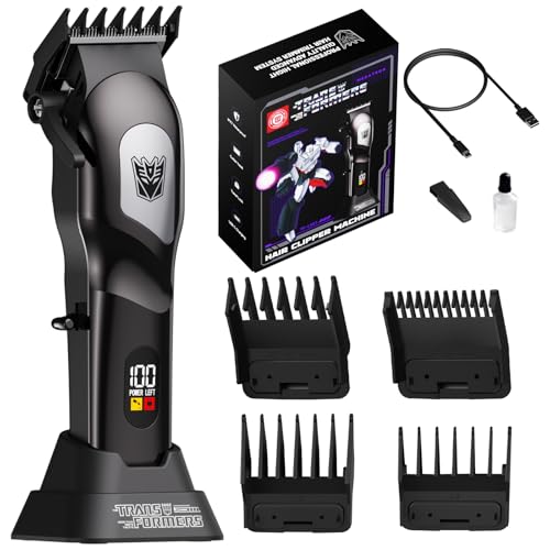 TRANSFORMERS Juego de cortadora de pelo inalámbrica con 4 peines de metal, 8500 RPM, hoja lavable, pantalla LED, 5 niveles ajustables, recortadora de pelo para hombre, juego de corte de pelo