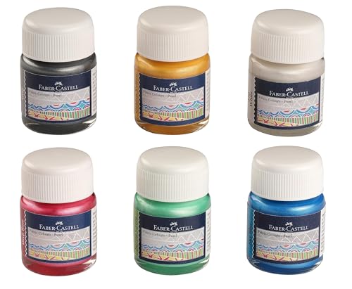 Image of Faber-Castell Fabric Colours Set of 06 Shades | Rich Pigmented Fabric Paint for Cotton, Canvas, Denim, Cloth Bags & DIY Art | Permanent Non Toxic Colours for Textile Painting & Craft Projects