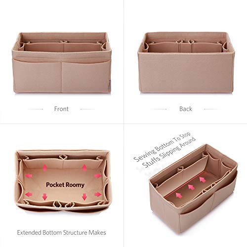 Image of ZTUJO Felt Purse Organizer, Multi Pocket Bag in Bag Organizer For Tote & Handbag Shaper, Speedy 30, Speedy 35 and Speedy 40, Beige, Slender Medium