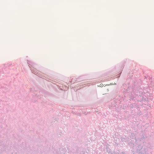 Image of Noomelfish Girls Short Sleeve Sequin Shirts Party Glitter Sparkly Tops Blouse (5-12 Years)