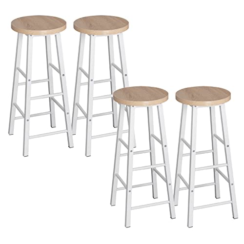 WOLTU Tabourets Bar Lot de 4, Chaise Bar Cuisine Haute, avec Repose-Pieds, Structure en Acier Stable, pour Bistrot et Salle à Manger, Design Industriel,...