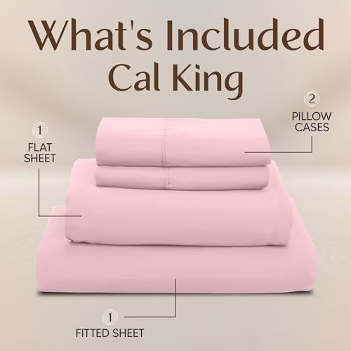 Image of Utopia Bedding California King Size Sheet Set - 4 Piece Bed Sheets, Soft and Breathable Microfiber, Includes 1 Fitted Sheet, 1 Flat Sheet and 2 Pillowcases - Oeko Tex (Crystal Pink)