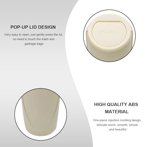 Image of Car Trash Can with Lid, Mini Car Garbage Bin Leakproof Cup Holder Trash Can, Multipurpose Organizer Door Pocket Trash Cup Fits Auto Home Office, Universal Garbage Can (Beige)