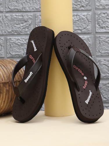 Image of Duosoft Flip Flop for Women | Soft Comfortable | Breathable | Fashionable | Stylish | Trendy | Super Soft | Lightweight | Anti-Slip Sole | Indoor & Outdoor |DW-31-Brown