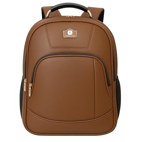 Mochila Reforçada com Entrada USB, Saída para Fone, Compartimento para Notebook e Múltiplos Compartimentos – Resistente à Água para Escola e Trabalho (Marrom)